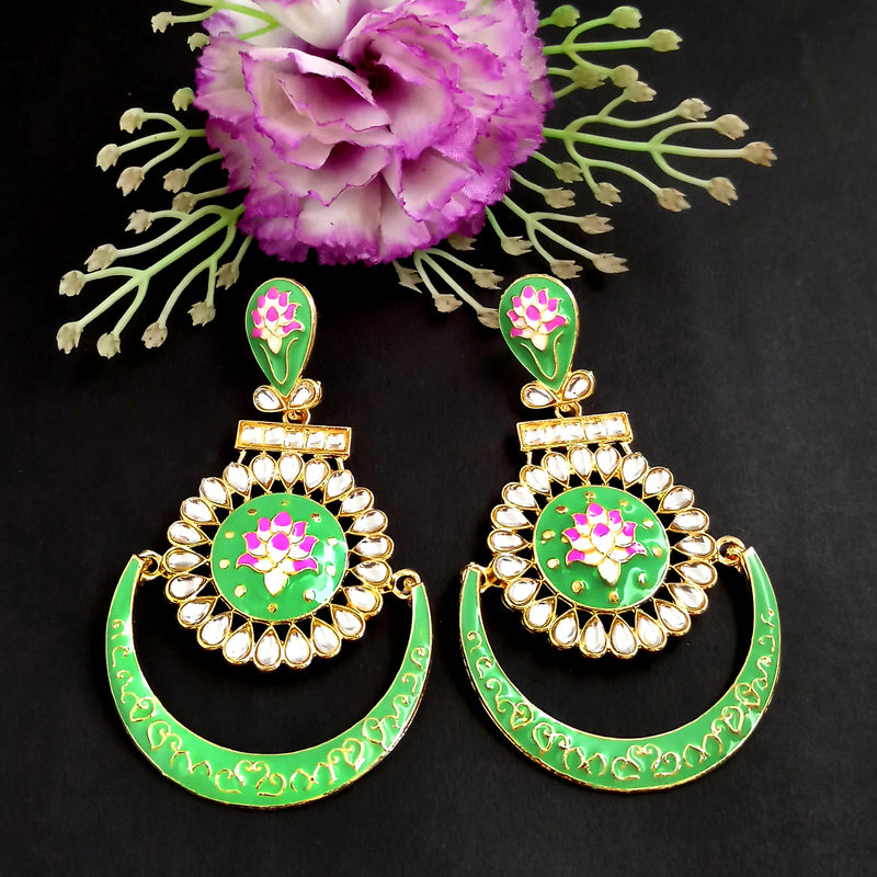 PARSHWAM Light Green Glossy Meenakari Earring