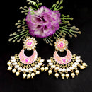 PARSHWAM Light Pink Glossy Meenakari Pearl Drop Jhumki