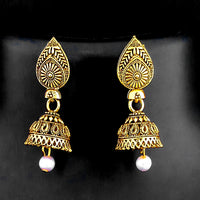 Tip Top Fashion Gold Plated Oxidized Pearl Drop Jhumki