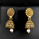 Tip Top Fashion Gold Plated Oxidized Pearl Drop Jhumki