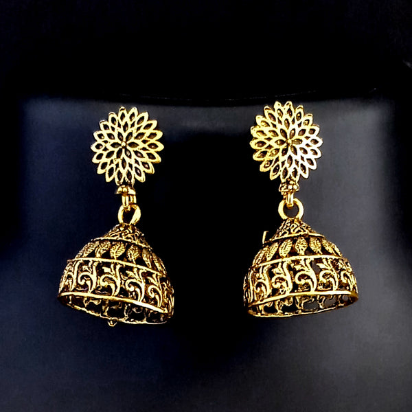 Tip Top Fashion Gold Plated Oxidized Jhumki