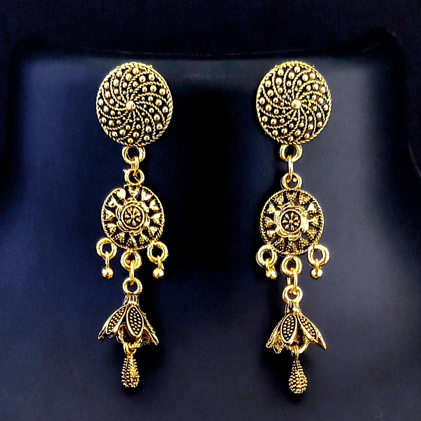 Tip Top Fashion Gold Plated Oxidized Jhumki