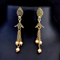 Tip Top Fashion Gold Plated Oxidized Pearl Drop Jhumki