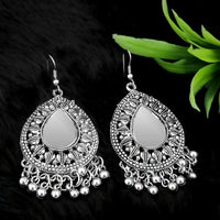Jeweljunk Silver Plated Dangler Mirror Earring