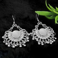 Jeweljunk Silver Plated Dangler Mirror Earring