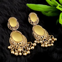 Jeweljunk Gold Plated Dangler Mirror Earring