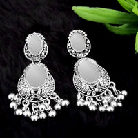 Jeweljunk Silver Plated Dangler Mirror Earring