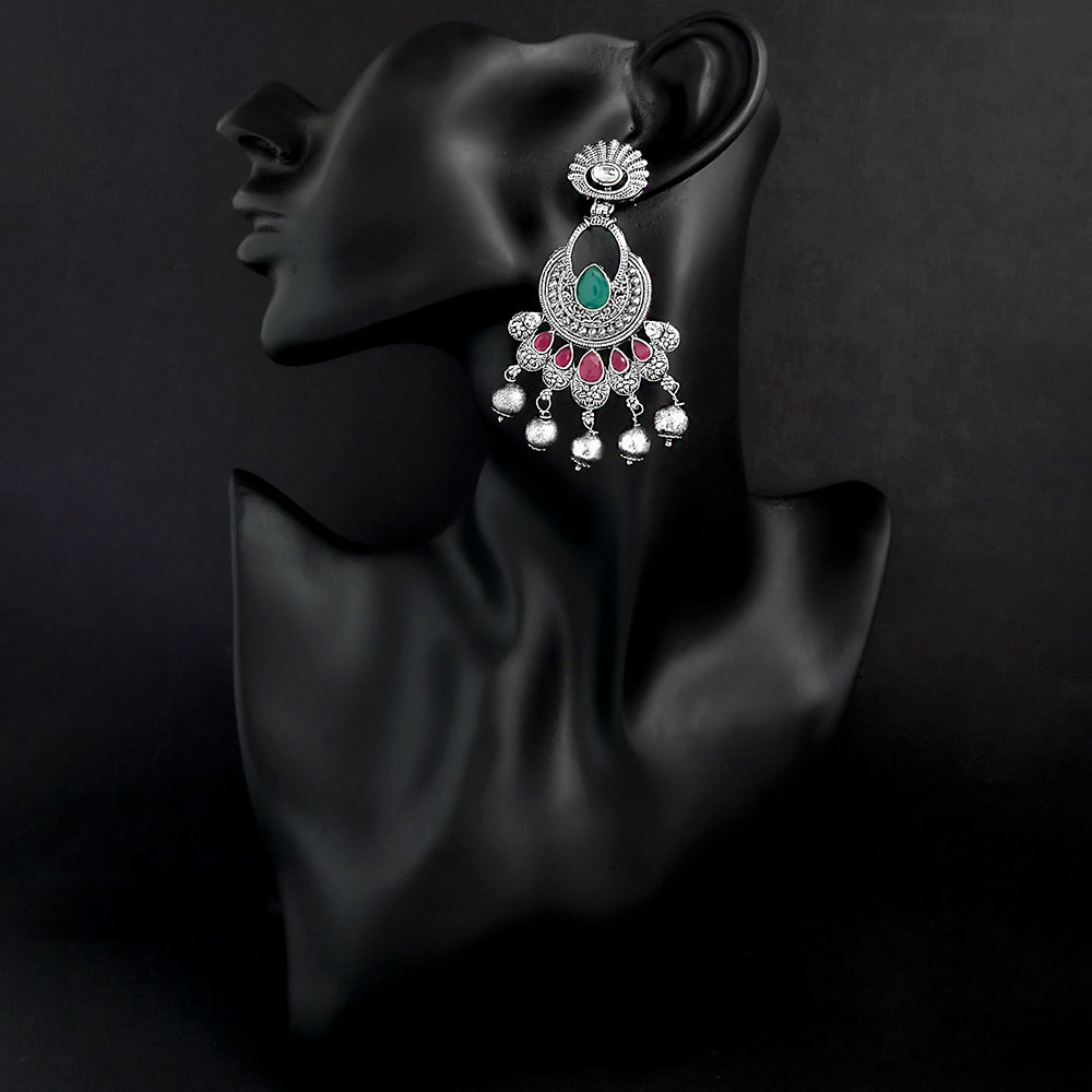 Jinu Arts Maroon Oxidised Plated Dangler Earrings