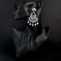 Jinu Arts Maroon Oxidised Plated Dangler Earrings