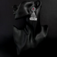 Jinu Arts Maroon Oxidised Plated Dangler Earrings