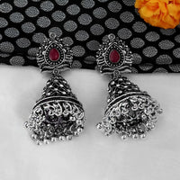Jinu Arts Maroon Oxidised Plated Dangler Earrings