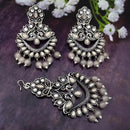 Jinu Arts Oxidised Plated Kundan and Beads Earrings with Maang Tikka