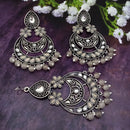 Jinu Arts Oxidised Plated Kundan and Beads Earrings With Maang Tikka