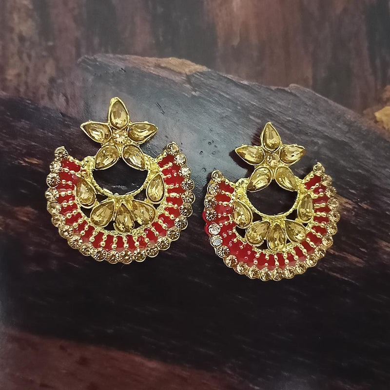 Adi Gold Plated Red Meenakari And Austrian Stone Stud Earrings