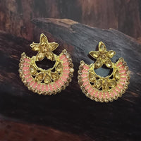 Adi Gold Plated Red Meenakari And Austrian Stone Stud Earrings