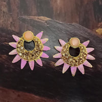 Adi Gold Plated Red Meenakari And Austrian Stone Stud Earrings