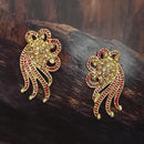 Adi Gold Plated Red Meenakari And Austrian Stone Stud Earrings