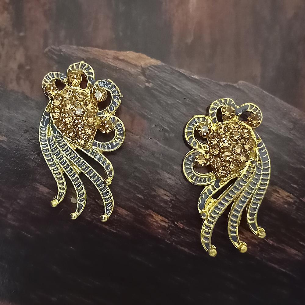 Adi Gold Plated Red Meenakari And Austrian Stone Stud Earrings