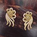 Adi Gold Plated Red Meenakari And Austrian Stone Stud Earrings