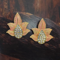 Adi Gold Plated Red Meenakari And Austrian Stone Stud Earrings