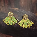 Adi Gold Plated Red Meenakari And Austrian Stone Stud Earrings