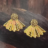 Adi Gold Plated Red Meenakari And Austrian Stone Stud Earrings