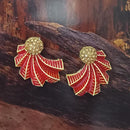 Adi Gold Plated Red Meenakari And Austrian Stone Stud Earrings