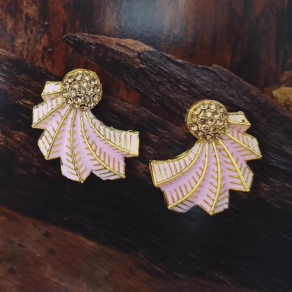 Adi Gold Plated Red Meenakari And Austrian Stone Stud Earrings