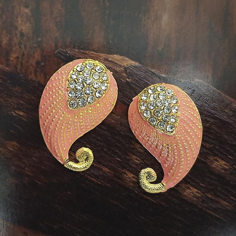 Adi Gold Plated Red Meenakari And Austrian Stone Stud Earrings  -  1319230A