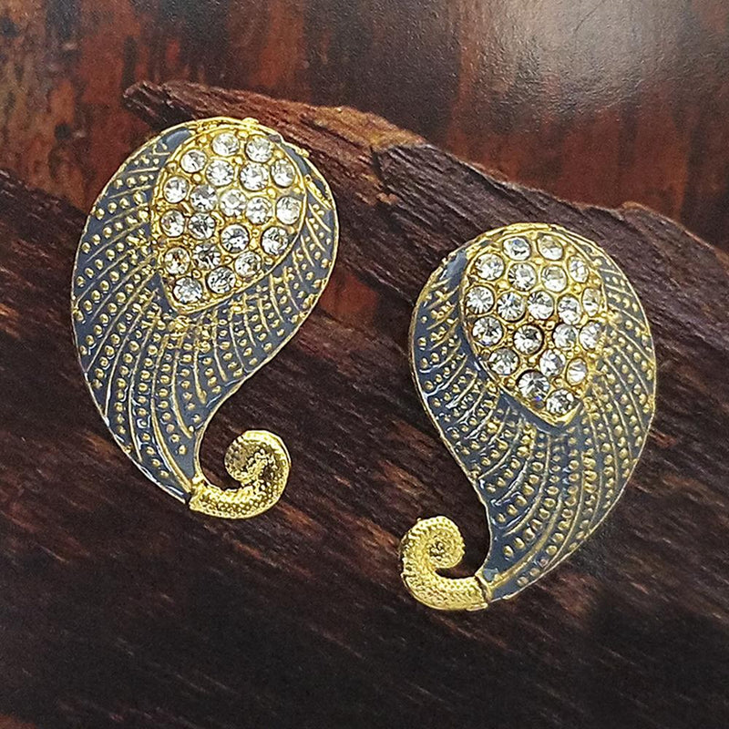 Adi Gold Plated Red Meenakari And Austrian Stone Stud Earrings  -  1319230A