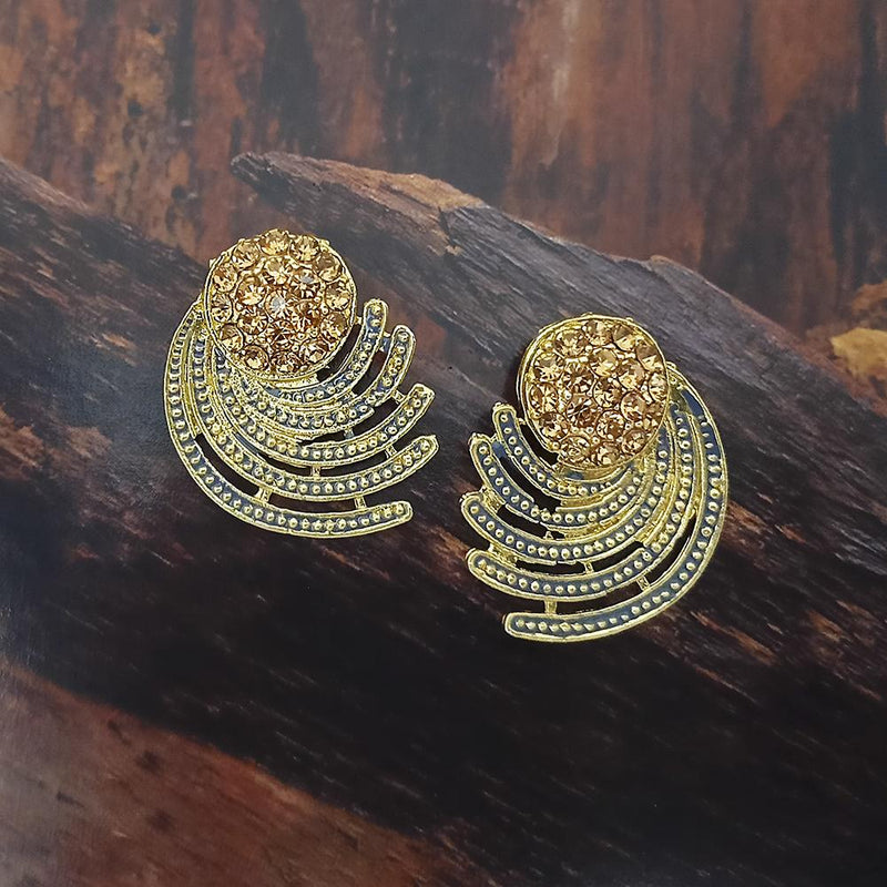 Adi Gold Plated Red Meenakari And Austrian Stone Stud Earrings