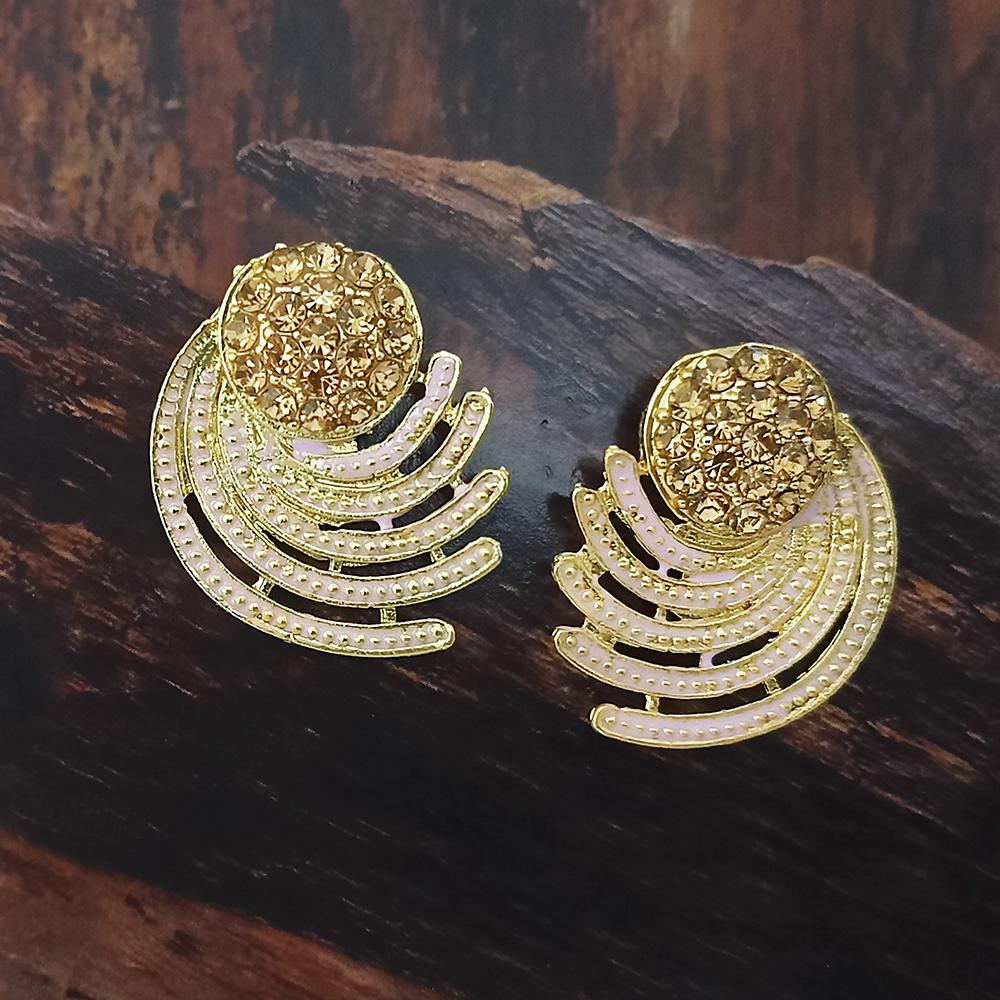 Adi Gold Plated Red Meenakari And Austrian Stone Stud Earrings