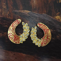 Adi Gold Plated Red Meenakari And Austrian Stone Stud Earrings  -  1319233A