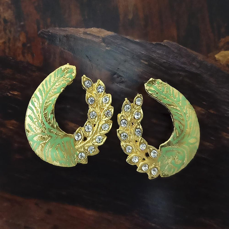 Adi Gold Plated Red Meenakari And Austrian Stone Stud Earrings  -  1319233A