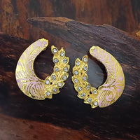 Adi Gold Plated Red Meenakari And Austrian Stone Stud Earrings  -  1319233A