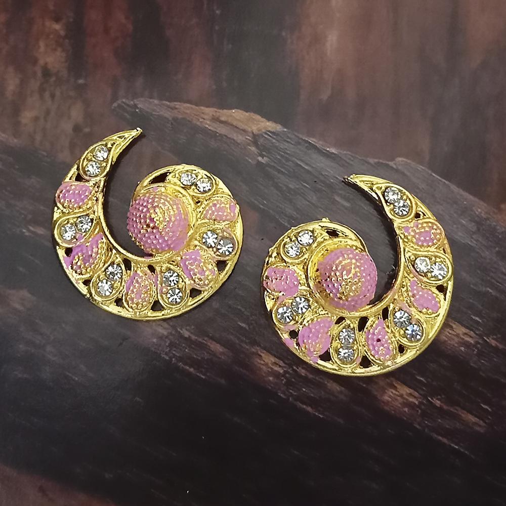 Adi Gold Plated Red Meenakari And Austrian Stone Stud Earrings  -  1319234A