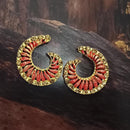 Adi Gold Plated Red Meenakari And Austrian Stone Stud Earrings  -  1319235A