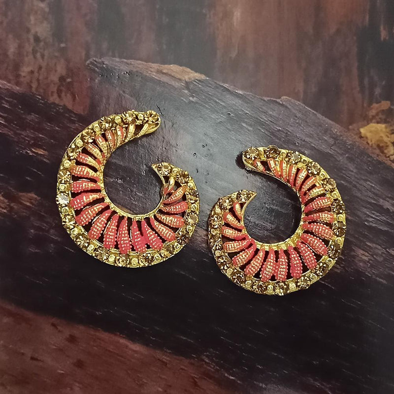Adi Gold Plated Red Meenakari And Austrian Stone Stud Earrings  -  1319235A