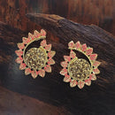 Adi Gold Plated Red Meenakari And Austrian Stone Stud Earrings  -  1319236A