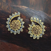 Adi Gold Plated Red Meenakari And Austrian Stone Stud Earrings  -  1319236A