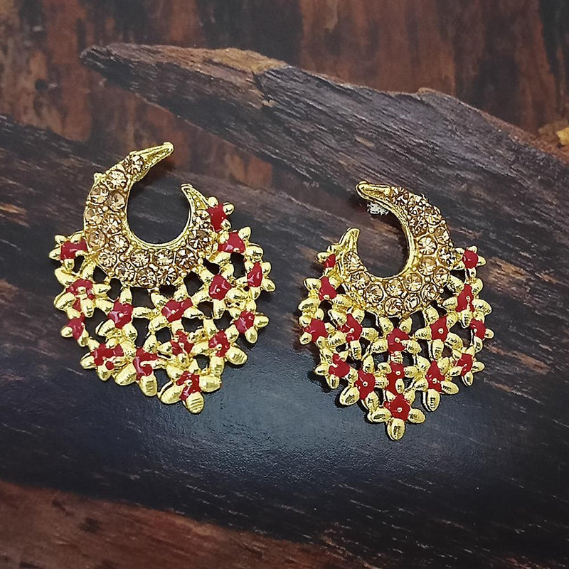 Adi Gold Plated Red Meenakari And Austrian Stone Stud Earrings  -  1319237A