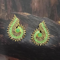 Adi Gold Plated Red Meenakari And Austrian Stone Stud Earrings  -  1319238A