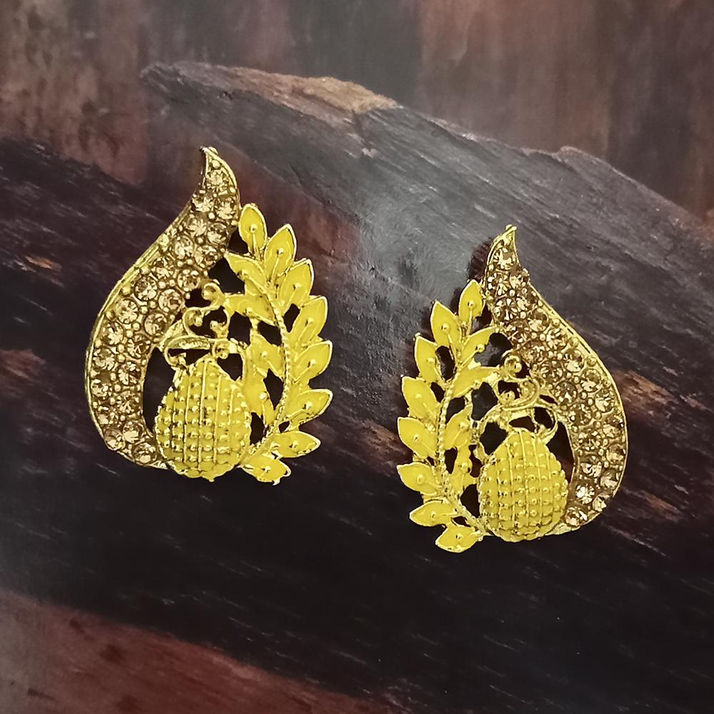 Adi Gold Plated Red Meenakari And Austrian Stone Stud Earrings  -  1319239A