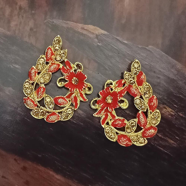 Adi Gold Plated Red Meenakari And Austrian Stone Stud Earrings  -  1319241A