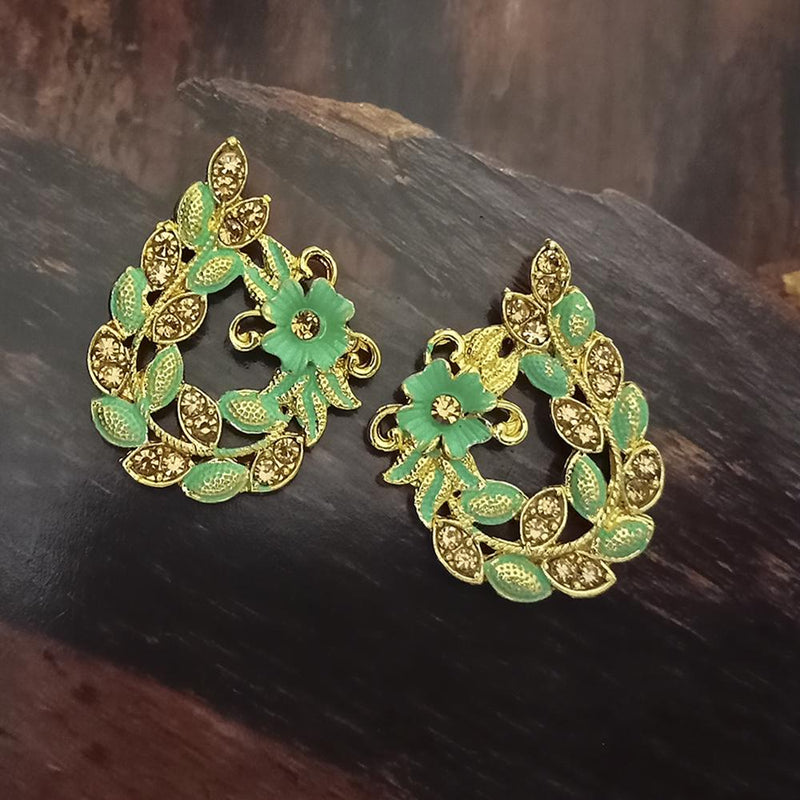 Adi Gold Plated Red Meenakari And Austrian Stone Stud Earrings  -  1319241A