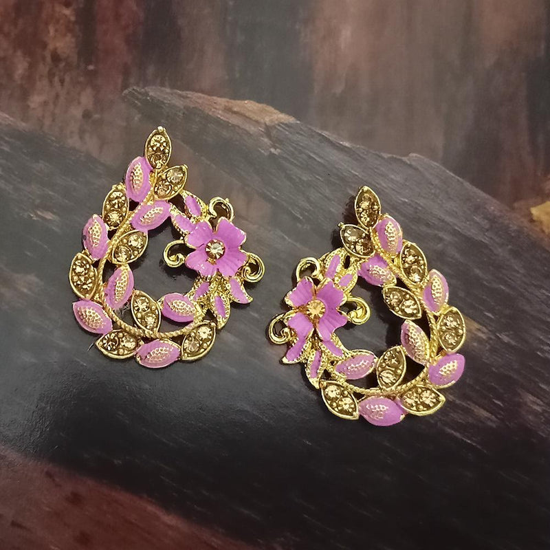 Adi Gold Plated Red Meenakari And Austrian Stone Stud Earrings  -  1319241A