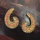 Adi Gold Plated Red Meenakari And Austrian Stone Stud Earrings  -  1319243A