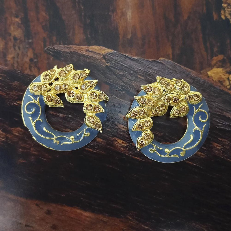 Adi Gold Plated Red Meenakari And Austrian Stone Stud Earrings  -  1319244A