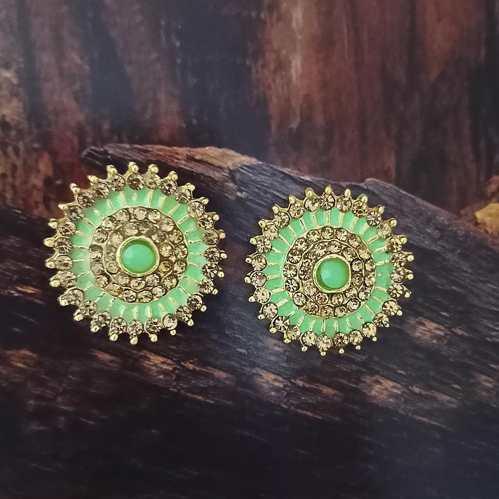 Adi Gold Plated Red Meenakari And Austrian Stone Stud Earrings  -  1319247A