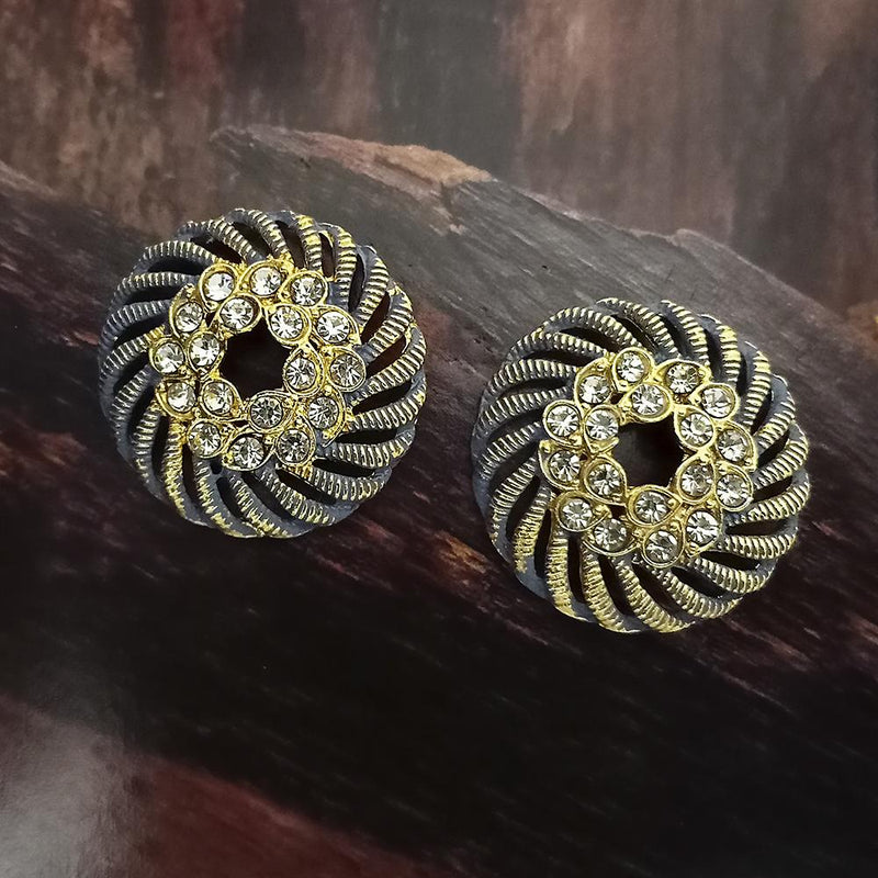 Adi Gold Plated Red Meenakari And Austrian Stone Stud Earrings  -  1319249A